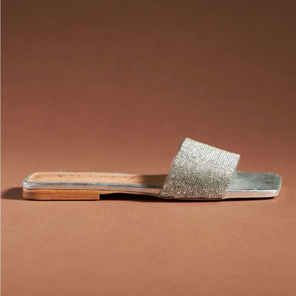 Anthropologie Vicenza Metallic Slide Sandals - Picture 2 of 3